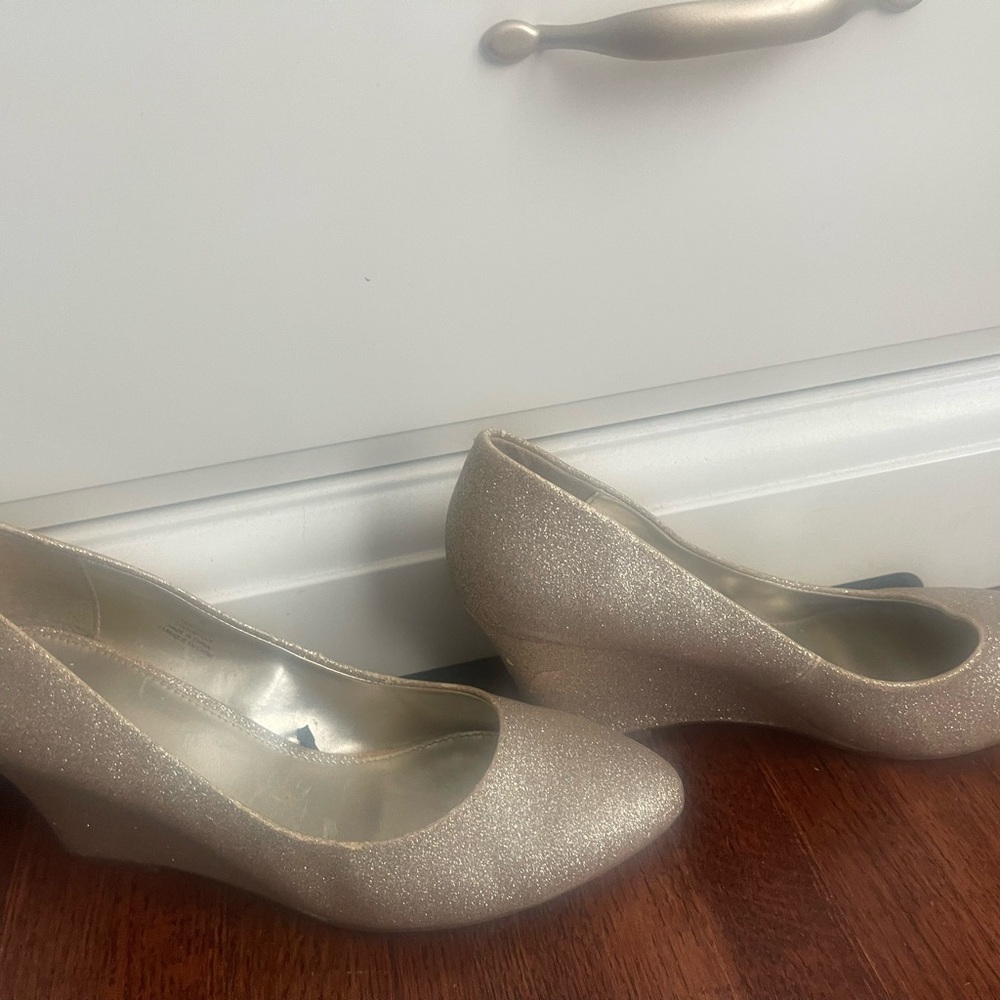 Sophisticated Gold Wedge Shoes